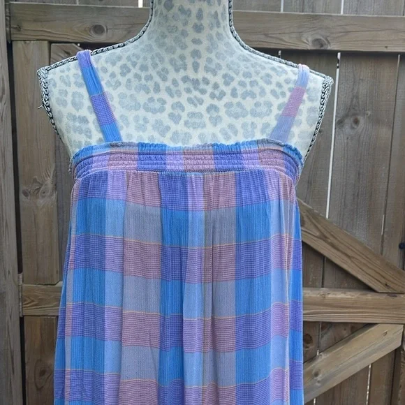 LOFT Plaid Smocked Pocket Midi Dress Size XS - Picture 2 of 8